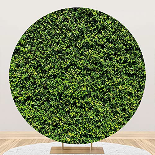 Leowefowa Polyester Greenery Wall Round Backdrop 7.5x7.5ft Vibrant Green Leaves Wall Ivy Background for Photo Children Baby Birthday Baby Shower Wedding Event Anniversary Party Banner Supplies