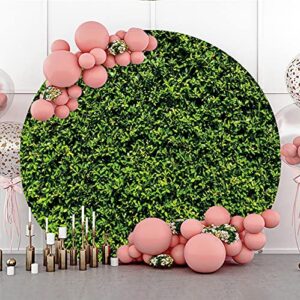 Leowefowa Polyester Greenery Wall Round Backdrop 7.5x7.5ft Vibrant Green Leaves Wall Ivy Background for Photo Children Baby Birthday Baby Shower Wedding Event Anniversary Party Banner Supplies