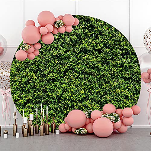 Leowefowa Polyester Greenery Wall Round Backdrop 7.5x7.5ft Vibrant Green Leaves Wall Ivy Background for Photo Children Baby Birthday Baby Shower Wedding Event Anniversary Party Banner Supplies