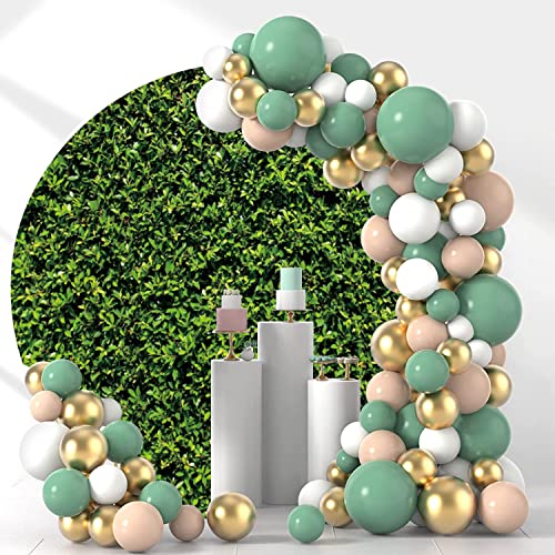 Leowefowa Greenery Green Leaves Round Backdrop Cover 7.2ft Grass Backdrop Wall Spring Nature Outdoorsy Backdrop Circle Backdrop Stand Cover Ivy Backdrop Birthday Baby Shower Wedding Bridal Party Decor