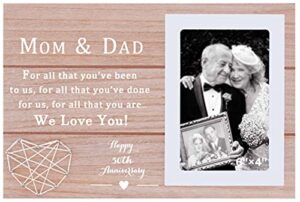 nzy happy 50th wedding anniversary for mom and dad parents - picture frame gift- for all that you're been to us, for all that you've done for us-fifty years of marriage gift - photo frame gift