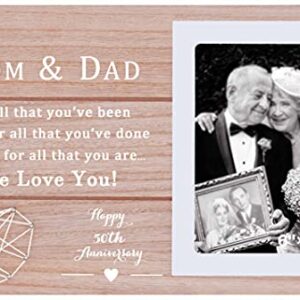 NZY Happy 50th Wedding Anniversary for Mom and Dad Parents - Picture Frame Gift- For All That You're Been to Us, For All That You've Done for Us-Fifty Years of Marriage Gift - Photo Frame Gift