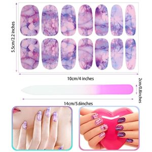 336 Pieces 24 Sheets Full Wrap Nail Polish Stickers Nail Strips Self-Adhesive Gel Nail Strips Art Decals with Nail File for Home Women Girls DIY Nail Decorations (Cool Style)