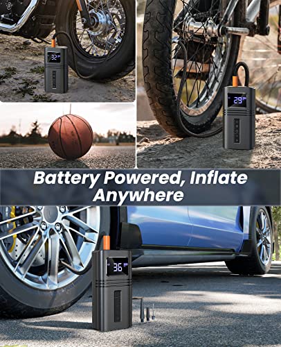 RYSEAB Tire Inflator Portable Air Compressor for Car Tire, [Cordless & Strong Power] Air Pump for Car Tire with 6000mAh Battery [Fast inflate 150PSI] Tire Pump with LED Light for Car Bike Motor Ball…