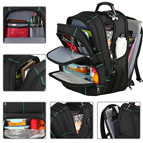 VECKUSON Laptop Backpack 15.6 Inches Bags Multi-functional Travel Lunch Backpack with Insulated Compartment/USB Port Water-resistant Hiking Basketball Backpack for Business Work Men Women