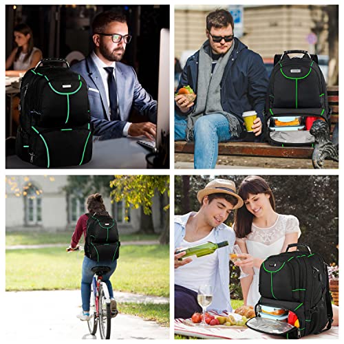 VECKUSON Laptop Backpack 15.6 Inches Bags Multi-functional Travel Lunch Backpack with Insulated Compartment/USB Port Water-resistant Hiking Basketball Backpack for Business Work Men Women