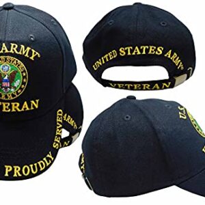 United States U.S. Army Veteran Proudly Served Black 100% Cotton Adjustable Embroidered Cap Hat CP00114