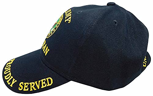 United States U.S. Army Veteran Proudly Served Black 100% Cotton Adjustable Embroidered Cap Hat CP00114