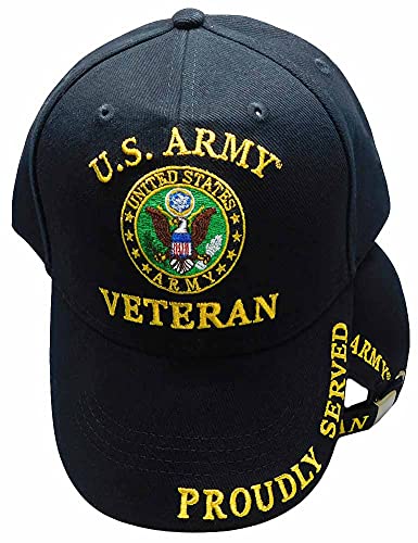 United States U.S. Army Veteran Proudly Served Black 100% Cotton Adjustable Embroidered Cap Hat CP00114