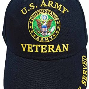 United States U.S. Army Veteran Proudly Served Black 100% Cotton Adjustable Embroidered Cap Hat CP00114