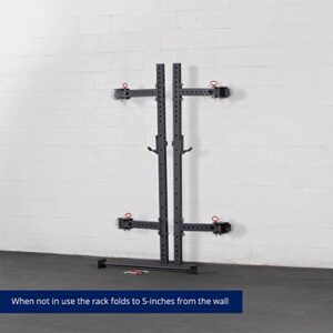 Titan Fitness T-3 Series 82-inch Wall Mounted Folding Power Rack, Space Savings Rack, Folds up to 5â€ from the Wall