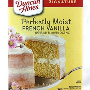 Duncan Hines French Vanilla Cake Mix - 2 Pack (15.25oz.each Box) With Miss J’s Handy Kitchen Measurements Conversion Chart for Refrigerator! Bundle of 3!