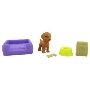 replacement parts for barbie dollhouse series - barbie dreamhouse - fhy73 - replacement dog, bowl, bone, food bag and bed