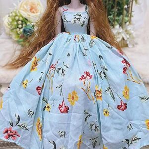 Panda Legends Blue Floral Doll Dress Handmade Evening Gown Casual Wear Doll Wedding Party Dress Doll Clothes for 23 inch Doll, for 1/3 dolls