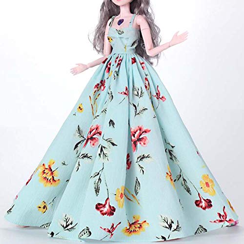 Panda Legends Blue Floral Doll Dress Handmade Evening Gown Casual Wear Doll Wedding Party Dress Doll Clothes for 23 inch Doll, for 1/3 dolls