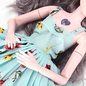 Panda Legends Blue Floral Doll Dress Handmade Evening Gown Casual Wear Doll Wedding Party Dress Doll Clothes for 23 inch Doll, for 1/3 dolls