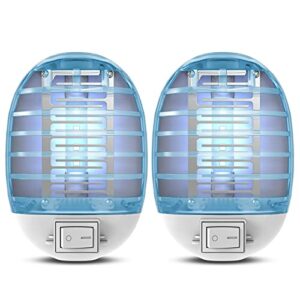 bug zappers indoor plug in, electric fly zapper mosquito killer, fly trap with blue light for kitchen, room,bedroom home,baby,office 2 packs