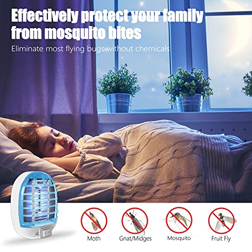 Bug Zappers Indoor Plug in, Electric Fly Zapper Mosquito Killer, Fly Trap with Blue Light for Kitchen, Room,Bedroom Home,Baby,Office 2 Packs