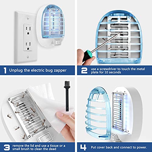 Bug Zappers Indoor Plug in, Electric Fly Zapper Mosquito Killer, Fly Trap with Blue Light for Kitchen, Room,Bedroom Home,Baby,Office 2 Packs