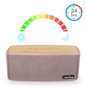 comiso Bluetooth Speakers, 20W Loud Wood Home Audio Outdoor Portable Wireless Speaker, Subwoofer Tweeters for Super Bass Stereo Sound Bluetooth 5.0 Handsfree 24H Playtime (Pink)