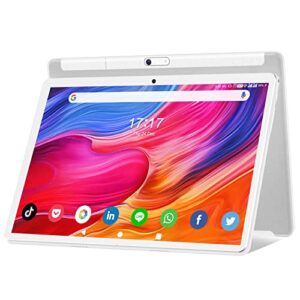 tablet 10.1 inch android 12 tablet 2023 latest update octa-core processor with 64gb storage, dual 13mp+5mp camera, wifi, bluetooth, gps, 512gb expand support, ips full hd display (silver)