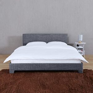 decomil wooden bed frame covered with woven fabric, with headboard, natural and solid, 3 size, king bed frame