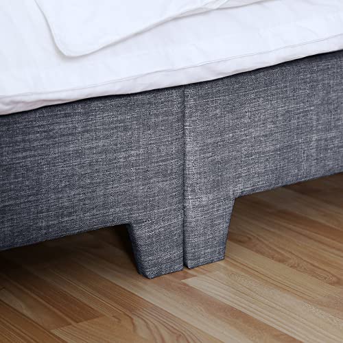 DECOMIL Wooden Bed Frame Covered with Woven Fabric, with Headboard, Natural and Solid, 3 Size, King Bed Frame