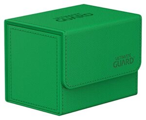 ultimate guard sidewinder 80+, deck box for 80 double-sleeved tcg cards, green, magnetic closure & microfiber inner lining for secure storage