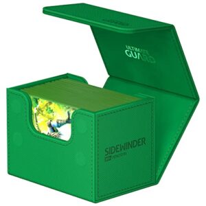 Ultimate Guard Sidewinder 80+, Deck Box for 80 Double-Sleeved TCG Cards, Green, Magnetic Closure & Microfiber Inner Lining for Secure Storage