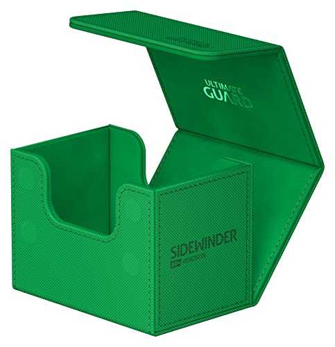 Ultimate Guard Sidewinder 80+, Deck Box for 80 Double-Sleeved TCG Cards, Green, Magnetic Closure & Microfiber Inner Lining for Secure Storage