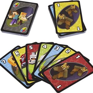 Mattel Games UNO Minecraft Card Game for Family Night with Minecraft-Themed Graphics in a Collectible Tin for 2-10 Players (Amazon Exclusive)