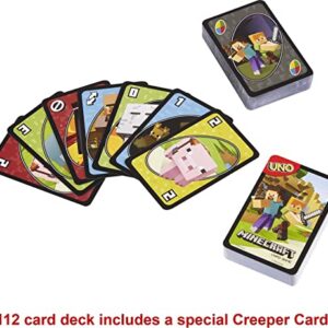 Mattel Games UNO Minecraft Card Game for Family Night with Minecraft-Themed Graphics in a Collectible Tin for 2-10 Players (Amazon Exclusive)