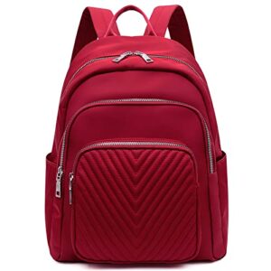 bmvmb women backpack nylon red shoulder bag casual lightweight backpacks rucksack daypack for women