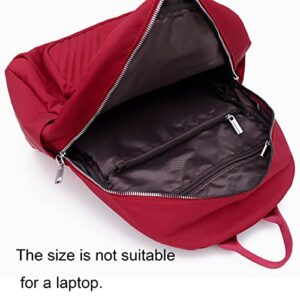 BMVMB Women Backpack Nylon Red Shoulder Bag Casual Lightweight Backpacks Rucksack Daypack for Women