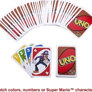 Mattel Games UNO Super Mario Card Game, Video Game Themed Travel Game in Collectible Storage Tin with Special Rule