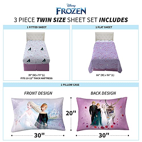 Disney Frozen 2 Kids Bedding Super Soft Microfiber Sheet Set, Twin, "Official" Disney Product By Franco