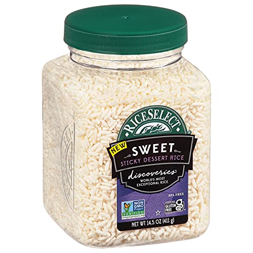 RiceSelect Discoveries Sweet Sticky Dessert Rice, Gluten-Free, Non-GMO, Vegan, 14.5-Ounce Jar, White