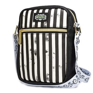 buckle down beetlejuice bag, cross body, beetljuice stripes, vegan leather