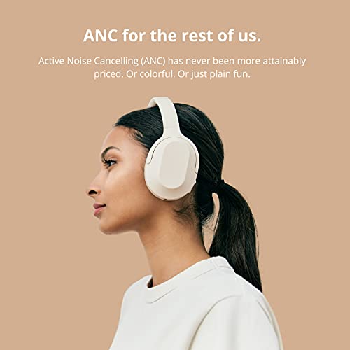 Status Core ANC Active Noise Cancelling Headphones - Cloud - Over Ear Head Phones w/Built-in Microphones - Wireless & Bluetooth + Detachable 3.5mm Wired - USB-C Charging Cable - 30 Hour Battery