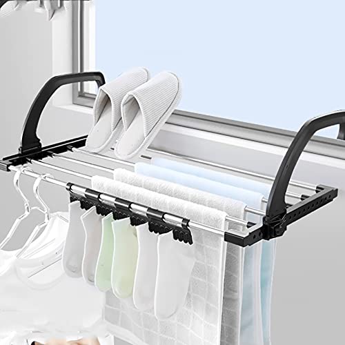 Clothes Drying Rack, Stainless Steel Folding Laundry Mini Towel Drying Rack Indoor/Outdoor Easy Install Hanging on Door Bathroom Windowsill Guardrail Corridor Balcony