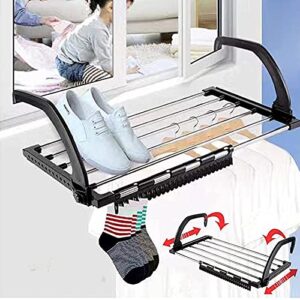 Clothes Drying Rack, Stainless Steel Folding Laundry Mini Towel Drying Rack Indoor/Outdoor Easy Install Hanging on Door Bathroom Windowsill Guardrail Corridor Balcony