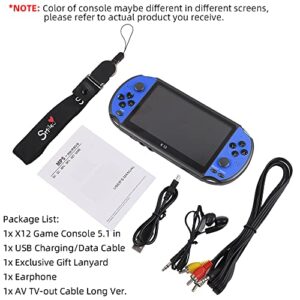 Handheld Game Console 5.1 inch Pro Retro Games Consoles Built-in Classic Games Rechargeable Battery Portable Style Game Consoles X12 Blue