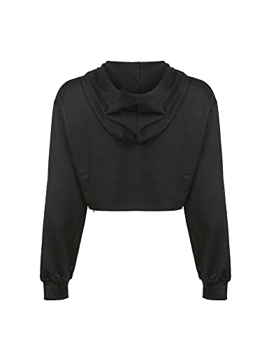 farrubbyine8 Women Gothic Crop Sweatshirt Skeleton Halloween Long Sleeve Hoodie Top Casual Goth Pullover Crop Top (C Skeleton, Large)