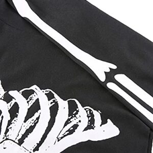 farrubbyine8 Women Gothic Crop Sweatshirt Skeleton Halloween Long Sleeve Hoodie Top Casual Goth Pullover Crop Top (C Skeleton, Large)