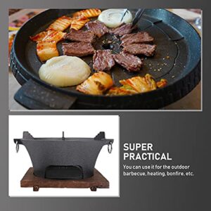 Happyyami Portable Stove Mini Grill 1 Set Charcoal Barbecue Grill Stove Household BBQ Grill Portable Camping Stove Tabletop Smoker Burner Stove 26x26cm Cast Iron Grill Hibachi Grill