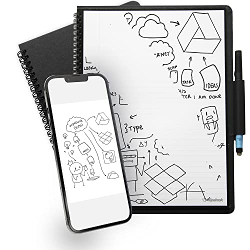 WIPEBOOK SMART REUSABLE SCAN NOTEBOOK - Smart Reusable Whiteboard Notebook - Ruled/Graph/Blank (8.5" x 11") with Expo Ultra Fine Dry Erase Marker | Ideal For Note-Taking & Doodling Charts | 8.5" x 11"