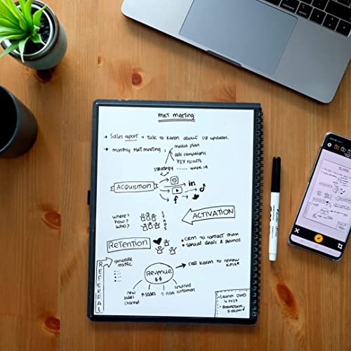 WIPEBOOK SMART REUSABLE SCAN NOTEBOOK - Smart Reusable Whiteboard Notebook - Ruled/Graph/Blank (8.5" x 11") with Expo Ultra Fine Dry Erase Marker | Ideal For Note-Taking & Doodling Charts | 8.5" x 11"