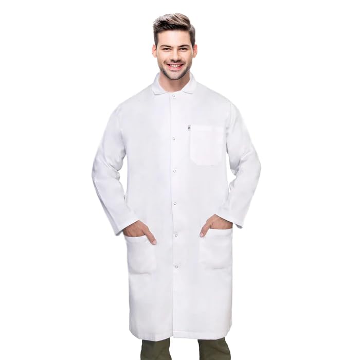 DR Uniforms Unisex Lab Coats, 100% Cotton - Snap Buttons - Sanforized to Control Shrinkage - White Laboratory Coats (X-Large)