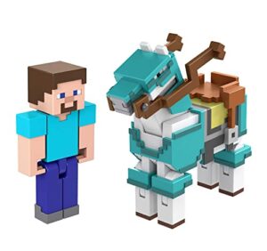mattel minecraft action figure 2-pack with skeleton & trap horse collectible figures & accessories, 3.25-in scale toy set