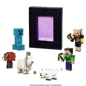 Minecraft Creeper Shirt Steve Action Figure, 3.25-in, with 1 Build-a-Portal Piece & 1 Accessory, Building Toy Inspired by Video Game, Collectible Gift for Fans & Kids Ages 6 Years & Older